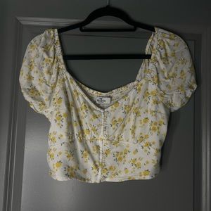White and yellow floral Hollister shirt